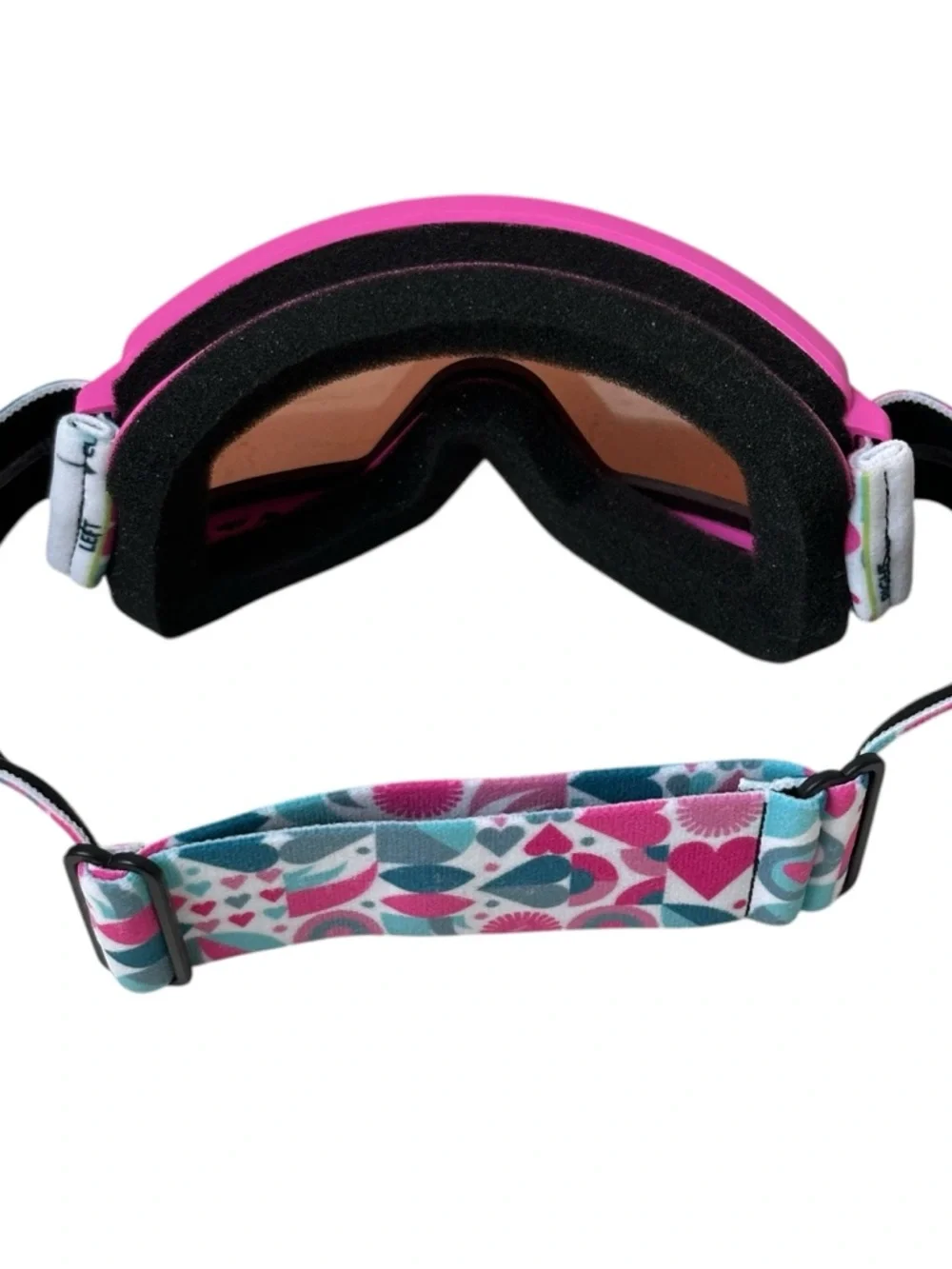 SMITH Hot Pink Ski Goggles with Amber Lens and Patterned Strap